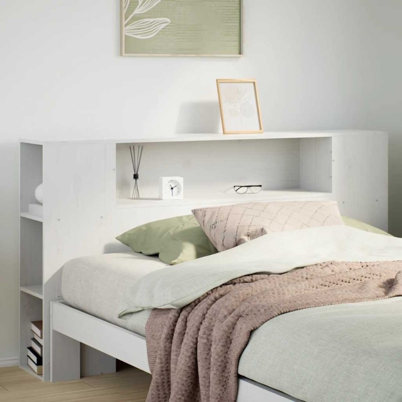 Tête de lit avec rangement blanc 135 cm bois massif de pin 629871629871