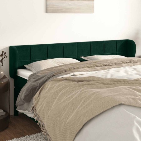 Tête de lit avec oreilles Vert foncé 203x23x78/88 cm Velours 629877629877
