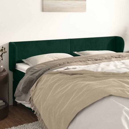Tête de lit avec oreilles Vert foncé 203x23x78/88 cm Velours 629878629878