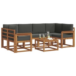 Ensemble de canapés d'extérieur 7 pcs Naturel et Anthracite 629879629879