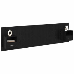 Tête de lit avec armoire 3 pcs Chêne noir Bois d'ingénierie 629903629903