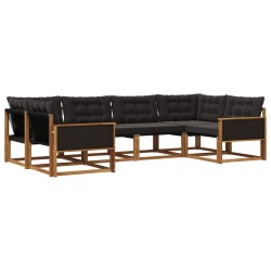 Ensemble de canapés d'extérieur 6 pcs Naturel et noir 629911629911