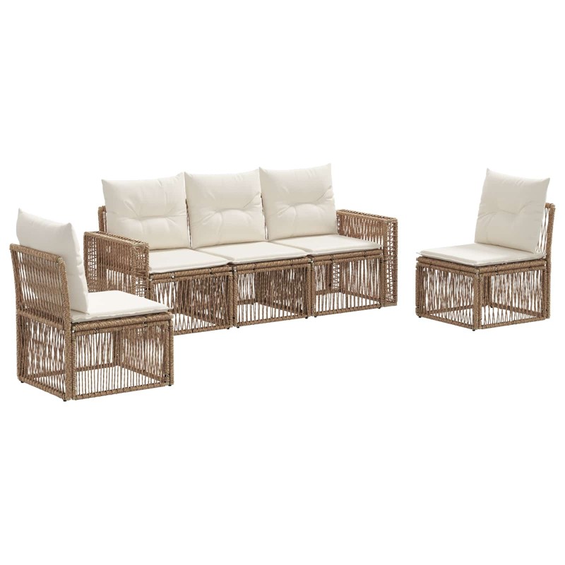 Ensemble de canapé de jardin 5 pcs Beige et blanc crème 629913629913