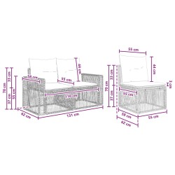Ensemble de canapé de jardin 5 pcs Beige et blanc crème 629913629913