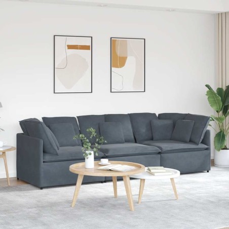 Canapé modulaire avec coussins en velours gris foncé 629924629924