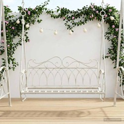 Banc Balançoire Acier 112 x 60 x 126,5 cm Blanc antique 629941629941