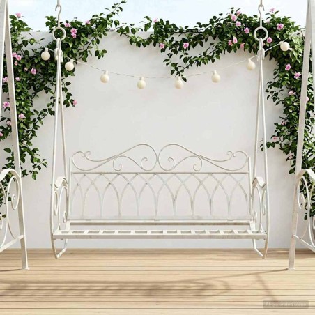 Banc Balançoire Acier 112 x 60 x 126,5 cm Blanc antique 629941629941