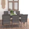 Ensemble à manger de jardin 7 pcs Résine tressée Gris 629959629959