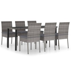 Ensemble à manger de jardin 7 pcs Résine tressée Gris 629959629959