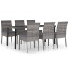 Ensemble à manger de jardin 7 pcs Résine tressée Gris 629959629959