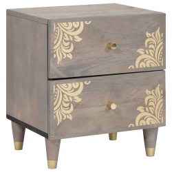 Cabinet de chevet Gris 40 x 33 x 46 cm Bois de mangue massif 629966629966