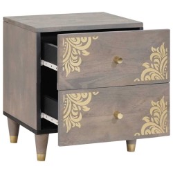 Cabinet de chevet Gris 40 x 33 x 46 cm Bois de mangue massif 629966629966
