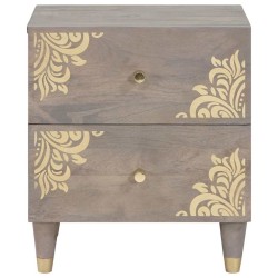 Cabinet de chevet Gris 40 x 33 x 46 cm Bois de mangue massif 629966629966