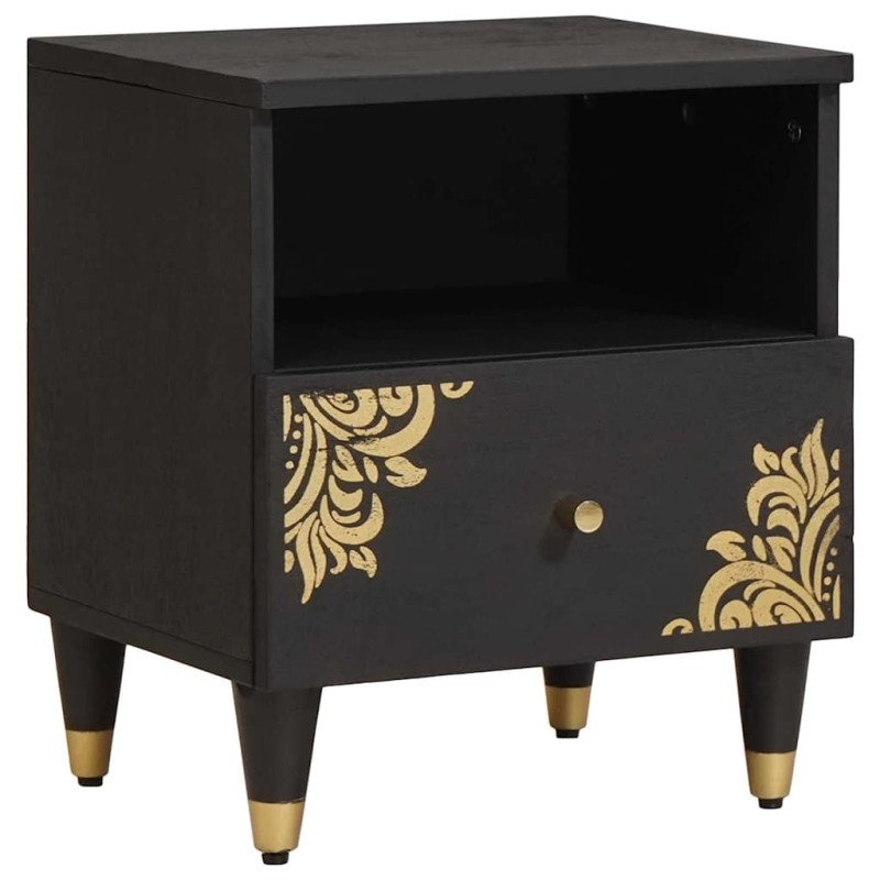 Cabinet de chevet Noir 40 x 33 x 46 cm Bois de mangue massif 629969629969