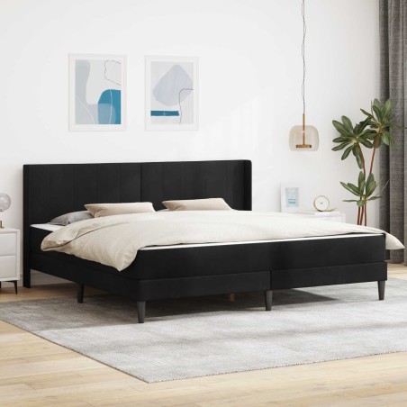 Cadre de lit avec matelas Noir 180 x 200 cm Velours 629981629981
