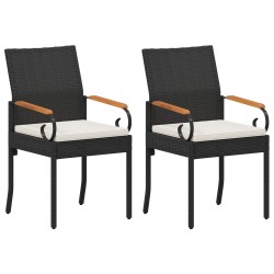 Chaises de jardin avec coussin 2 pcs Noir et blanc crème 629985629985