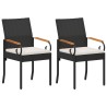 Chaises de jardin avec coussin 2 pcs Noir et blanc crème 629985629985