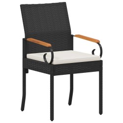 Chaises de jardin avec coussin 2 pcs Noir et blanc crème 629985629985