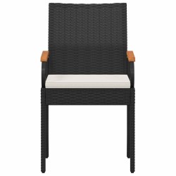 Chaises de jardin avec coussin 2 pcs Noir et blanc crème 629985629985
