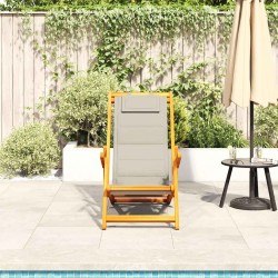 Chaise pliante avec accoudoirs bois d'acacia taupe et textilène 629986629986