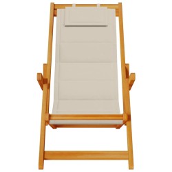 Chaise pliante avec accoudoirs bois d'acacia taupe et textilène 629986629986