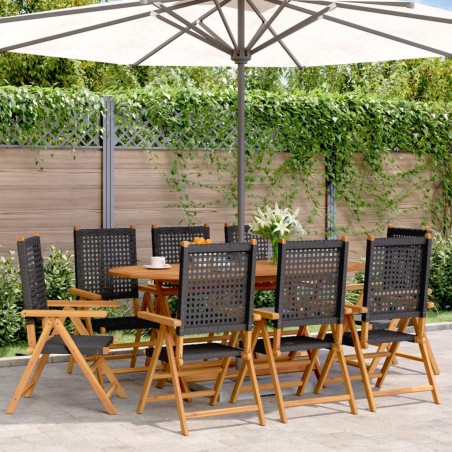 Chaises inclinables de jardin lot de 8 noir rotin bois massif 629989629989