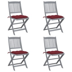 Chaises pliables d'extérieur lot de 4 et coussins Bois d'acacia 629990629990