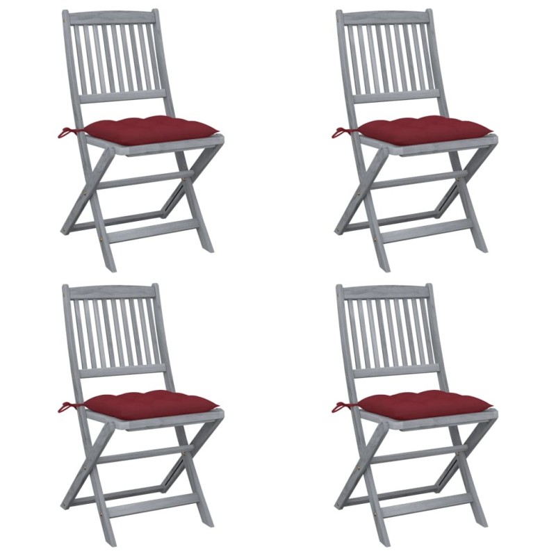 Chaises pliables d'extérieur lot de 4 et coussins Bois d'acacia 629990629990