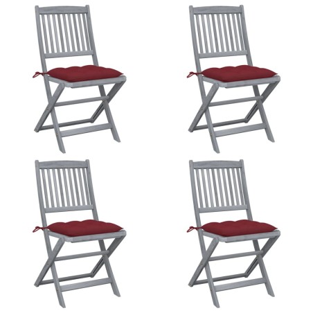 Chaises pliables d'extérieur lot de 4 et coussins Bois d'acacia 629990629990
