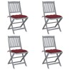 Chaises pliables d'extérieur lot de 4 et coussins Bois d'acacia 629990629990