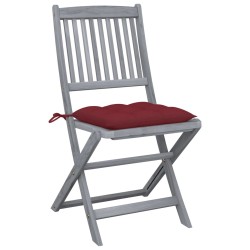 Chaises pliables d'extérieur lot de 4 et coussins Bois d'acacia 629990629990