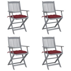 Chaises pliables d'extérieur lot de 4 et coussins Bois d'acacia 629991629991