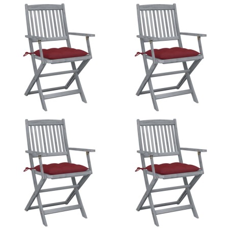 Chaises pliables d'extérieur lot de 4 et coussins Bois d'acacia 629991629991