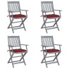 Chaises pliables d'extérieur lot de 4 et coussins Bois d'acacia 629991629991