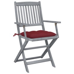 Chaises pliables d'extérieur lot de 4 et coussins Bois d'acacia 629991629991