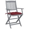 Chaises pliables d'extérieur lot de 4 et coussins Bois d'acacia 629991629991