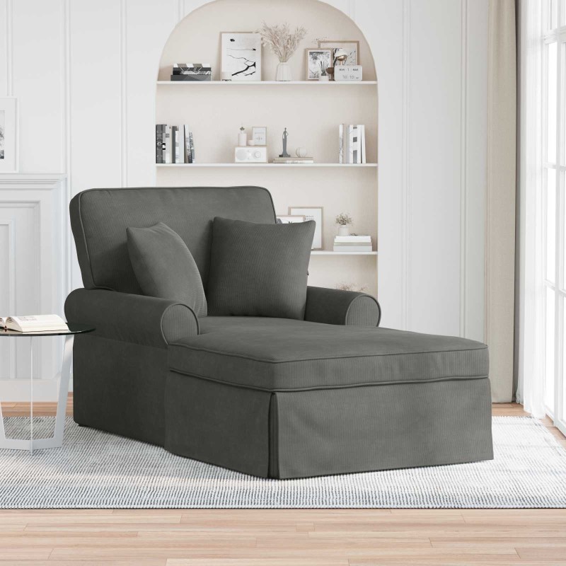 Chaise lounge avec jupe avec coussin 3 pcs Gris foncé 629994629994