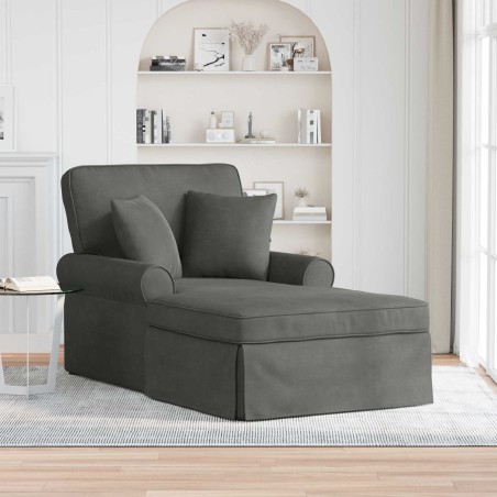 Chaise lounge avec jupe avec coussin 3 pcs Gris foncé 629994629994