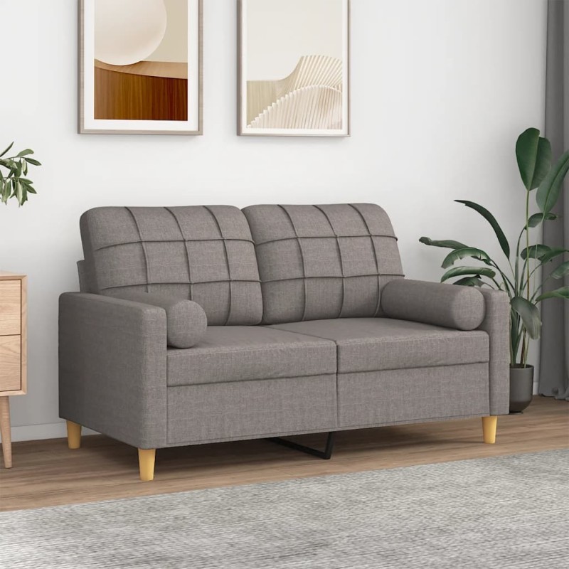Canapé 2 places avec oreillers décoratifs taupe 120 cm tissu 629997629997