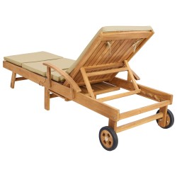 Chaise longue avec coussin 100% Polyester Teck Solide 630002630002