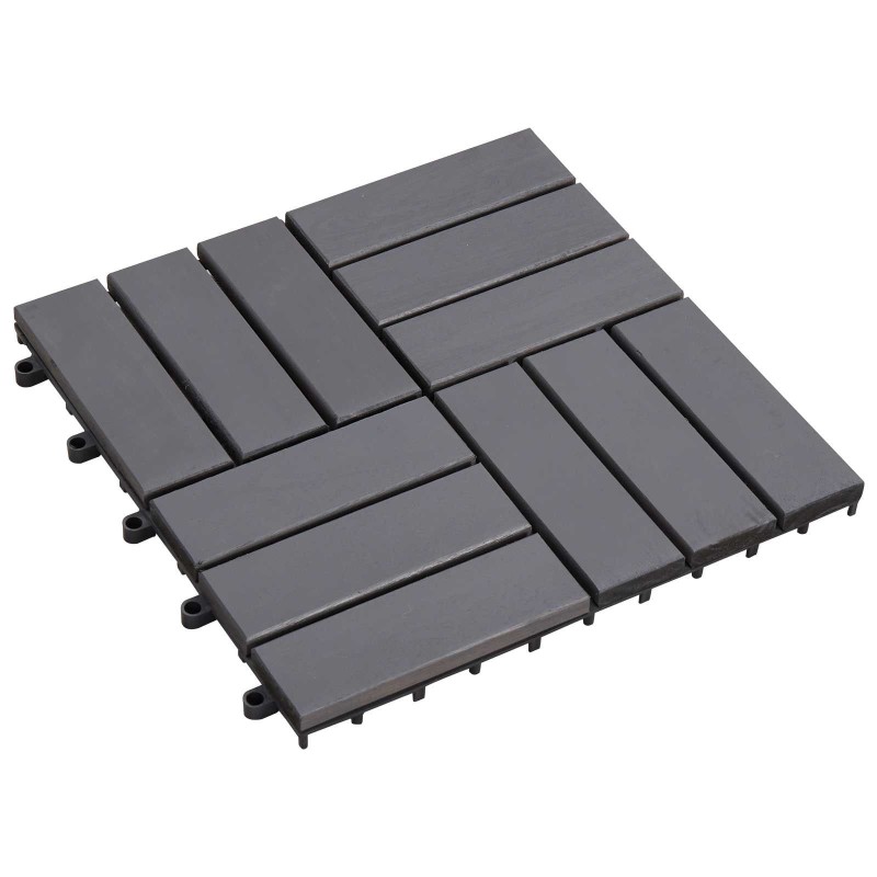 Carreau de terrasse 20 pcs Gris 30 x 30 cm Bois d'acacia 630006630006