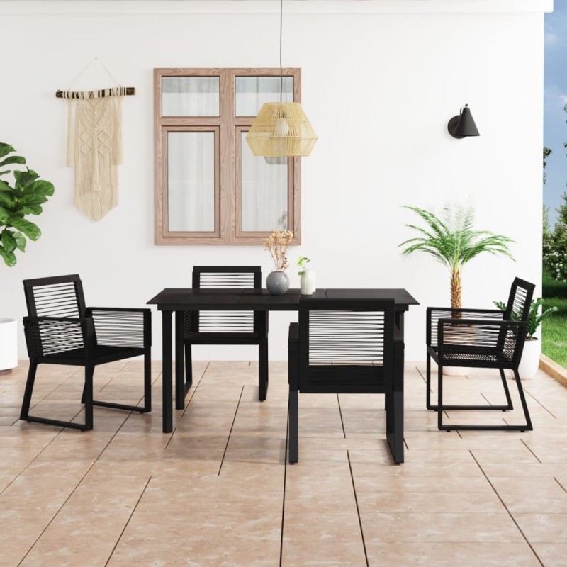 Ensemble à manger d'extérieur 5 pcs Rotin PVC Noir 630012630012