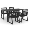 Ensemble à manger d'extérieur 5 pcs Rotin PVC Noir 630012630012