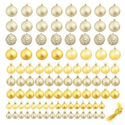 Ensemble de boules de Noël 100 pcs 3/4/6 cm Doré 630014630014