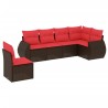 Ensemble de canapé de jardin 6 pcs avec coussins marron résine tressée 630019630019