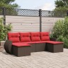 Ensemble de canapé de jardin 6 pcs avec coussins marron résine tressée 630029630029