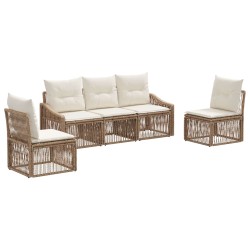 Ensemble de canapé de jardin 5 pcs Beige polyrotin 630039630039
