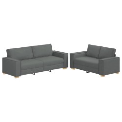 Ensemble de canapé 2 pcs avec coussins en tissu gris foncé 630042630042
