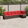 Ensemble de canapé de jardin 6 pcs avec coussins marron résine tressée 630044630044