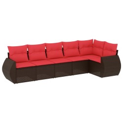 Ensemble de canapé de jardin 6 pcs avec coussins marron résine tressée 630044630044